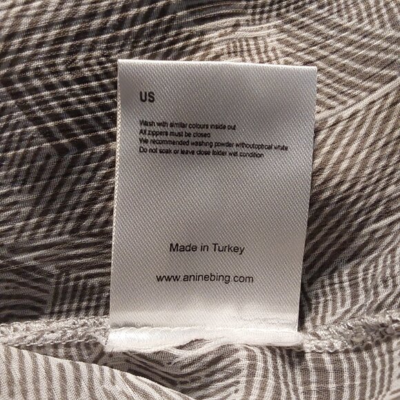 Anine Bing Semi-Sheer Chiffon Blouse Ruffled High Neck Tie - Good Cond - Med - Picture 9 of 10